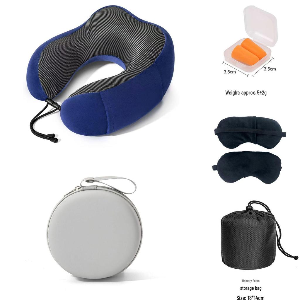 U-shaped Pillow Gift Set: Includes Eye Mask, Earplugs, Storage Bag. Customizable with Logo for Corporate Gifts.