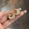 Real gold electroplated zircon geometric ear buckles ins niche design earrings fashion light luxury high-end earrings