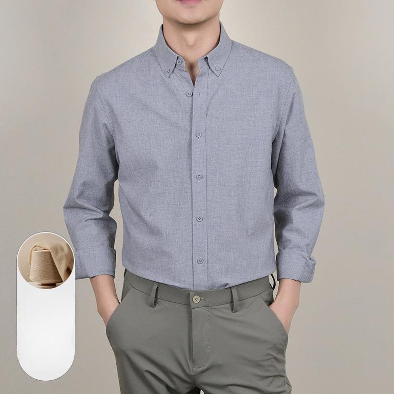 

Весенне-осенняя мужская рубашка высокого класса, сексуальная, деловая, повседневная, для мужчин среднего возраста XXXXL серый