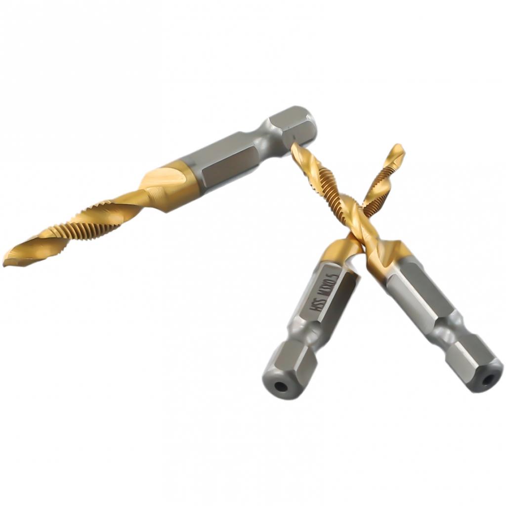Tap Drill Compound Tap HSS Screw Hex Shank Titanium Plated
