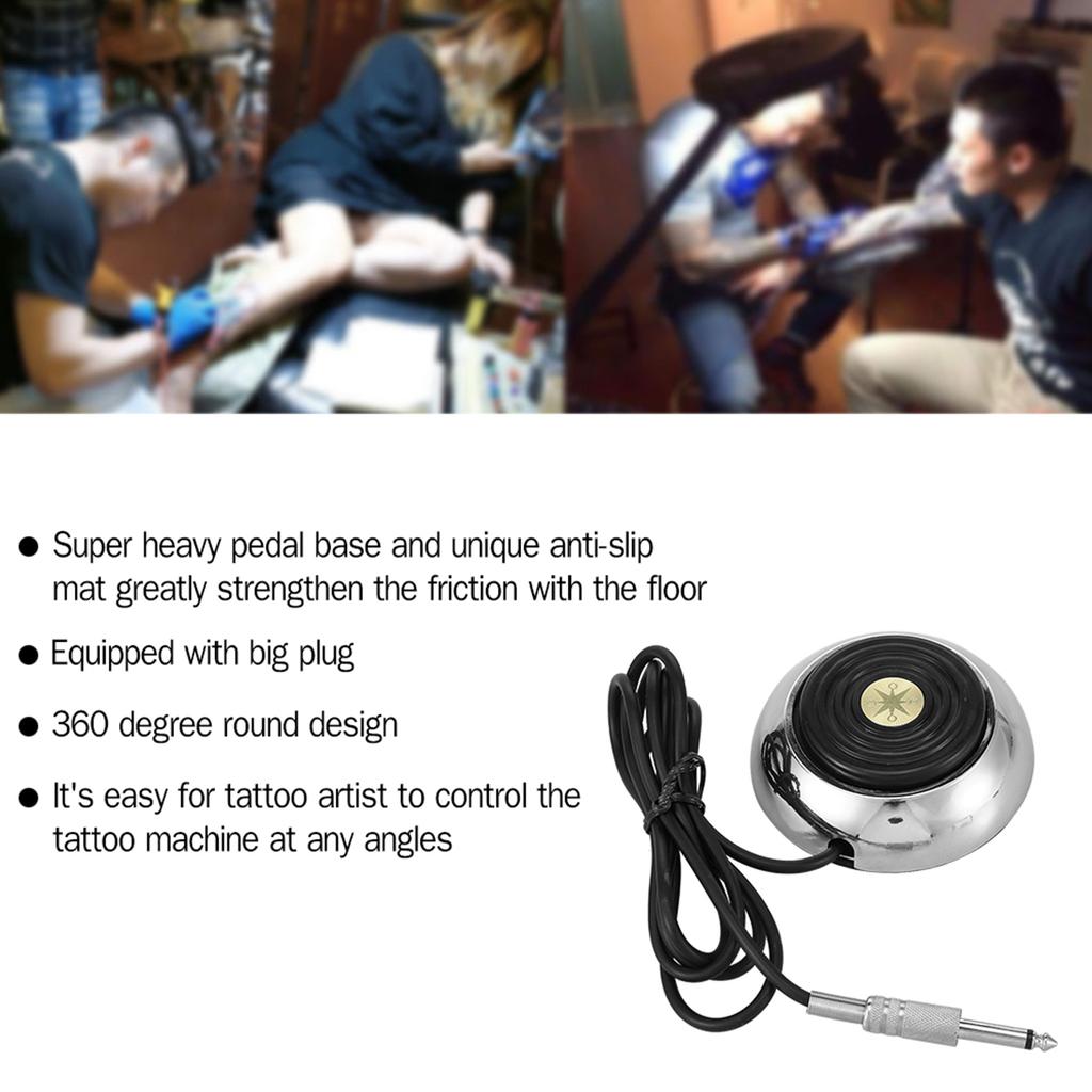 Stainless Steel Round Tattoo Foot Pedal Switch Tattoo Machine Power Supply Accessory