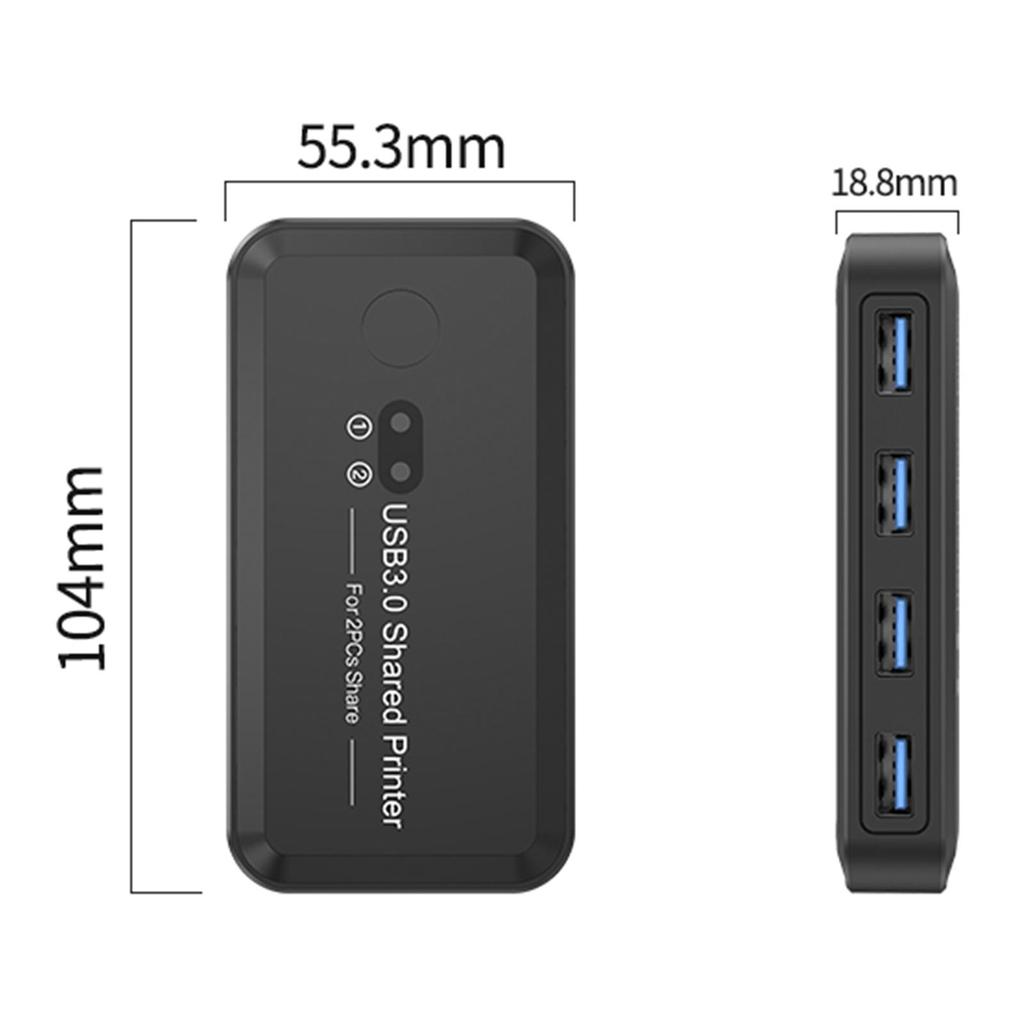 USB3.0 Hub Switcher 2-Input 4-Output Printer Sharing Device Dual Computers Share