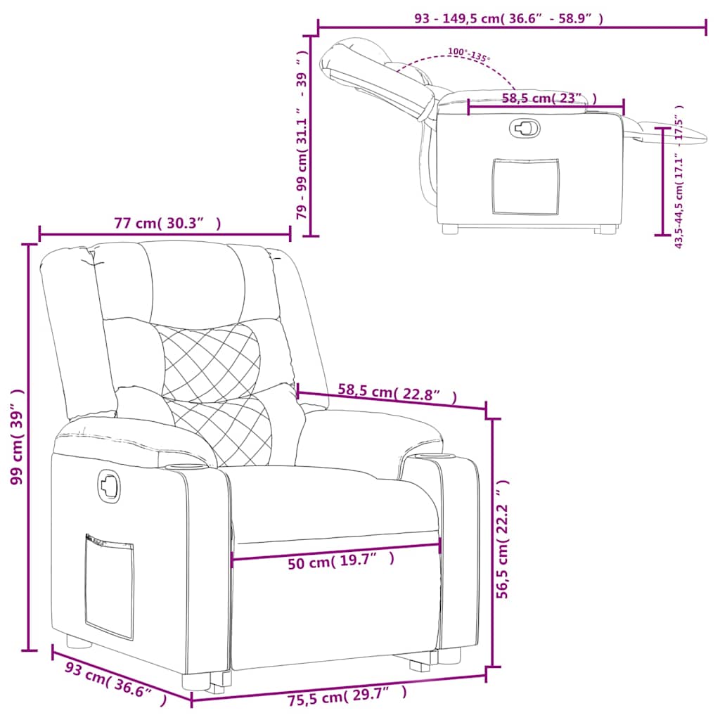 Recliner Chair with Lift Assist Cream Artificial Leather