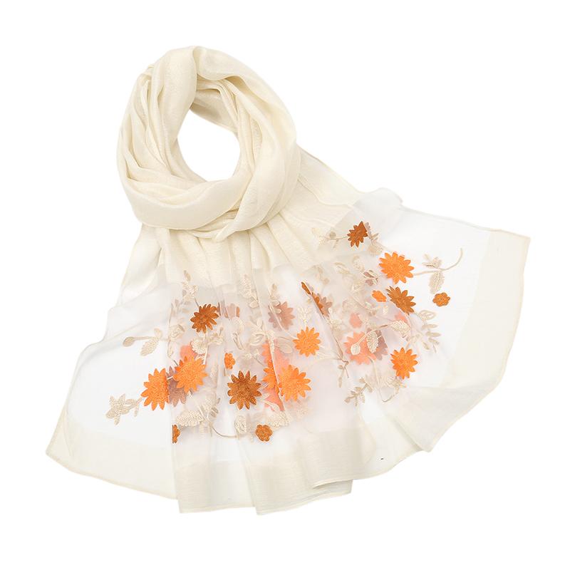 Luxury Shiny Lace Scarf Silk Women Hijab Soft Wool Shawls and Wraps Large Flower Thin Scarves Foulard Female Bufanda  New