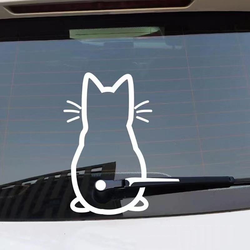 Car Interior Stickers Art Design Fun Cat Car Dtickers Window Rear Glass Car Fecoration Car Styling Sticker And Decals For Toilet