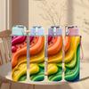 1PC Rainbow Swirl Marble Texture Print 750ml Color Plastic Sports Water Bottle Leakproof Flip Straw Lid Suitable for Sports Office Home Use