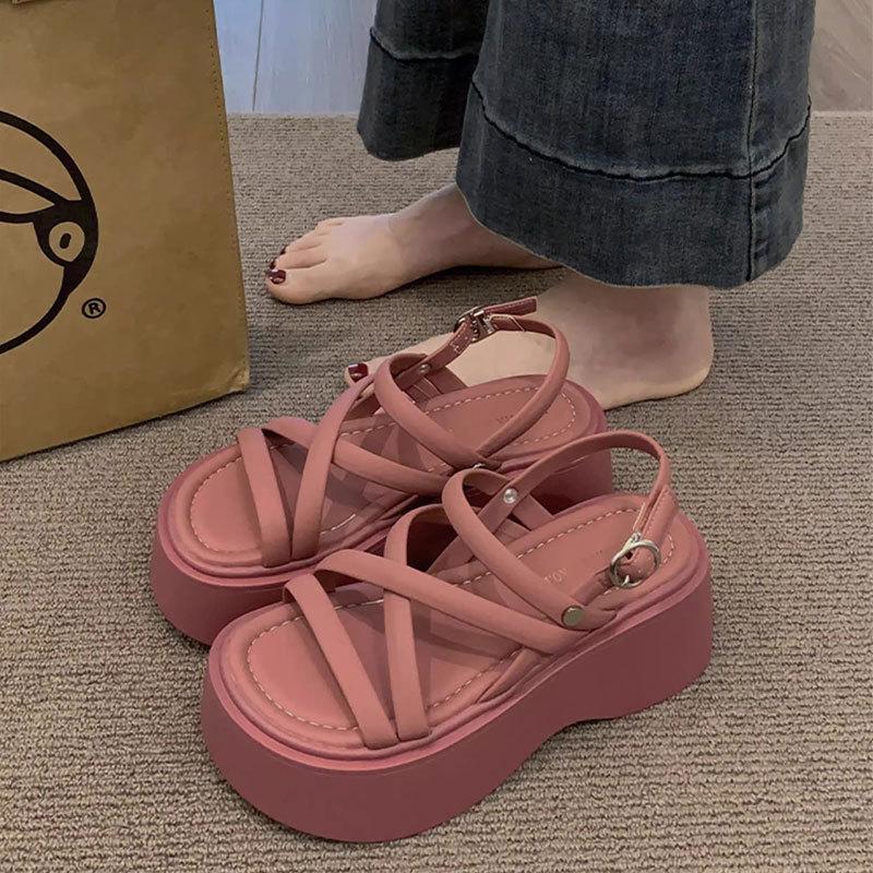Sandals women's new summer fashion versatile summer heightening platform muffin Roman shoes women go out