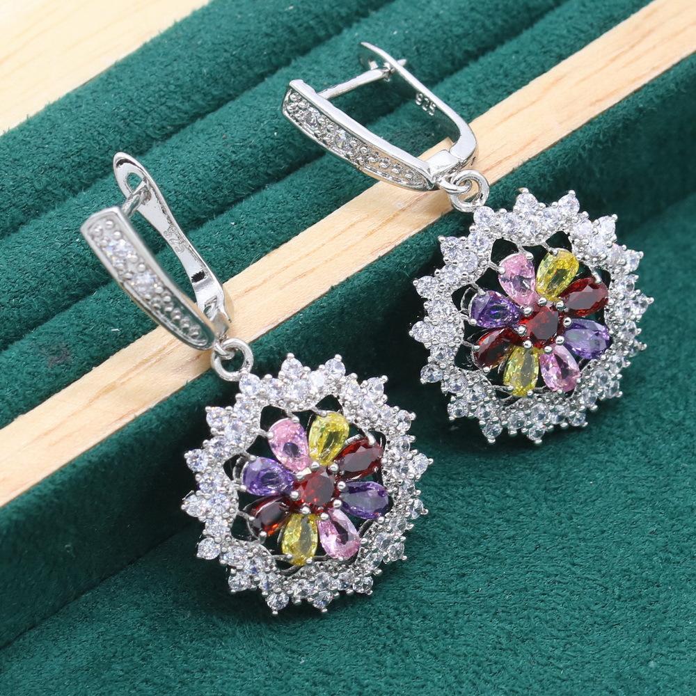 Jewelry European and N Anti Allergic Zircon Necklace Earring Jewelry Set