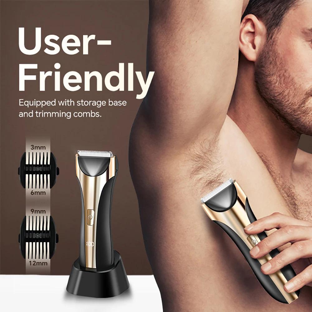 Intimate Pubic Hair Removal for Men Electric Groin Trimmer Male Shaver for Sensitive Areas Waterproof Safety Razor Body Hair