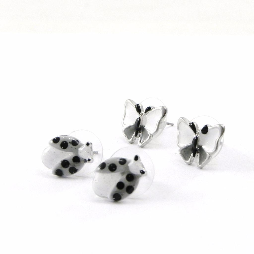 NOA [I4790] - Designer Earrings Duo 'Vahiné' Black White