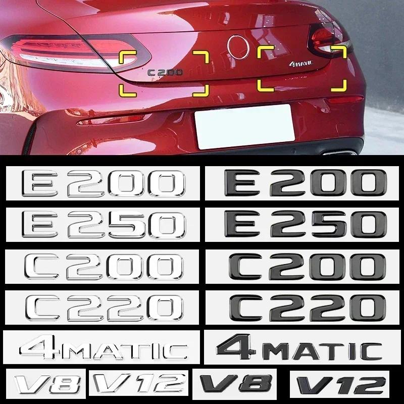 Car 3D ABS Trunk Letters Logo Badge Emblem Decals Sticker For Mercedes Benz AMG C Class C43 E63 4Matic V6 V8 C180 E200 W205 W213 CP2