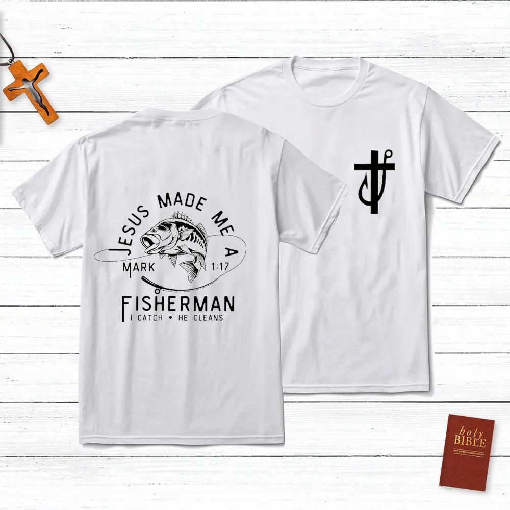2026 Summer New Jesus Made Me A Fisherman Men's T-shirt, High-quality and Fashionable Round-neck Printed for Both Men and Women