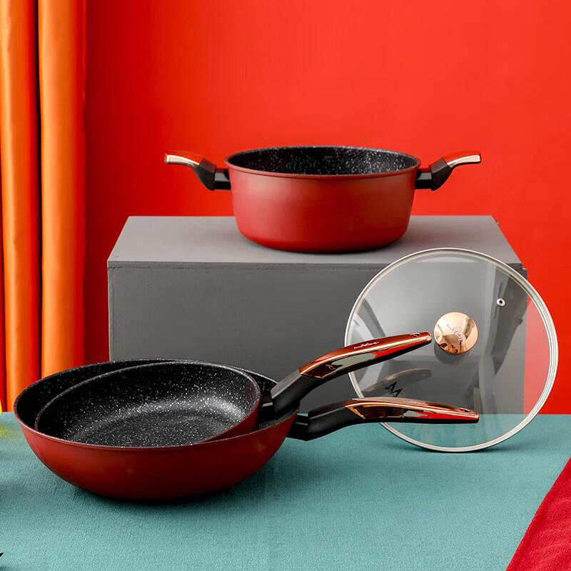 INMINDS Coral Red 3-Piece Cookware Set