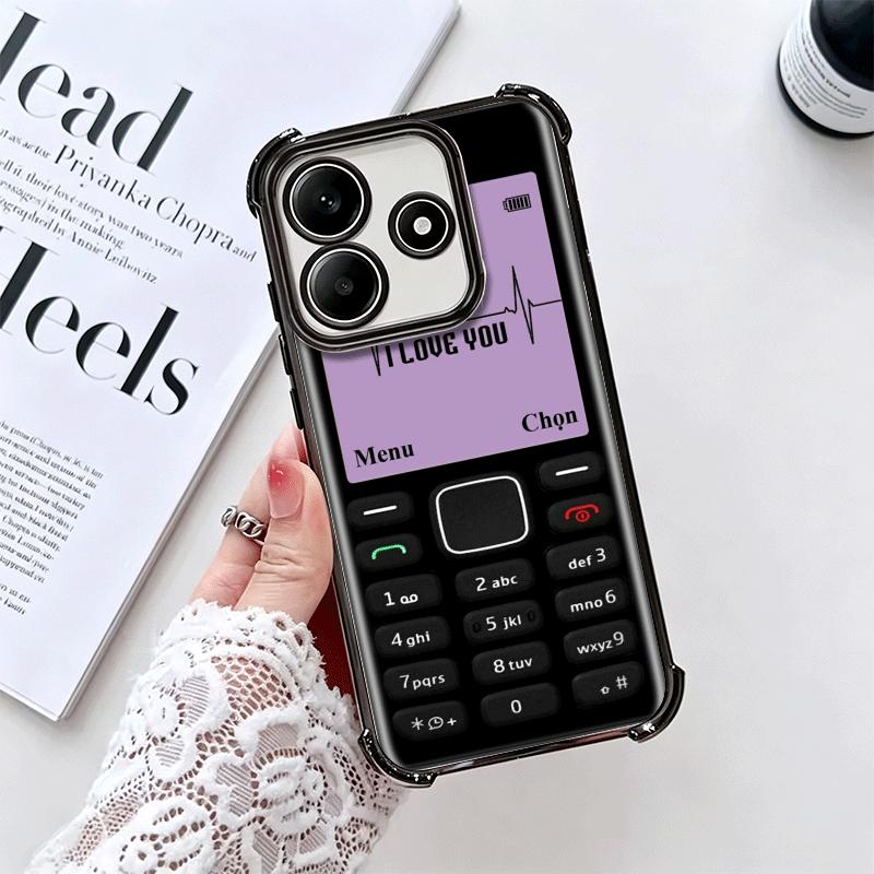 Funny Retro Callphone Plating Phone Case For Xiaomi Redmi Note 14 15 Pro Plus 13 12 11 11S 11T 10 9S 9 5G Anti-Fall Airabag Cove