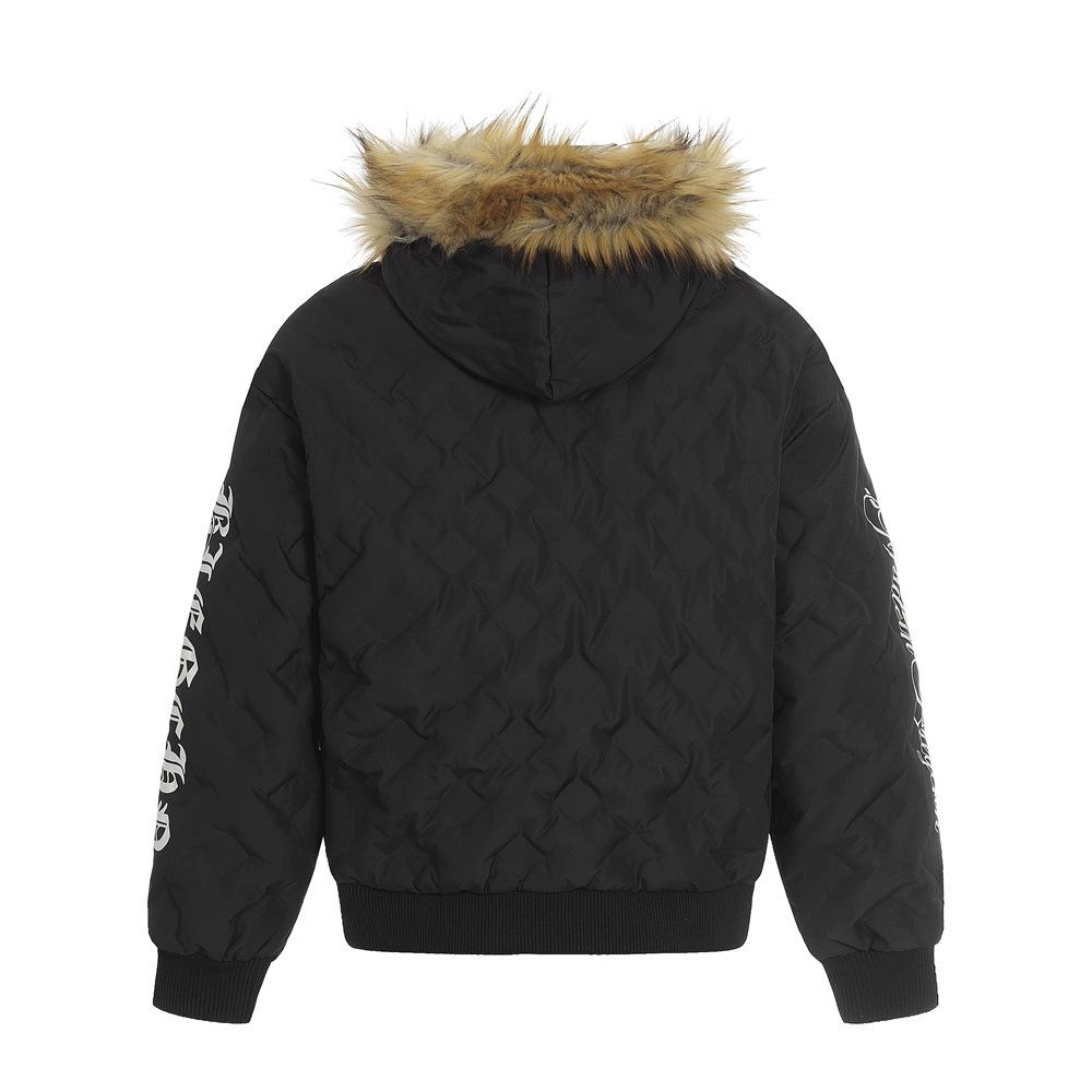 Herrs Amerikansk Retro Huvförsedd Dunjacka med Pälskrage - Trendig, Lös, Mångsidig Ytterkläder.