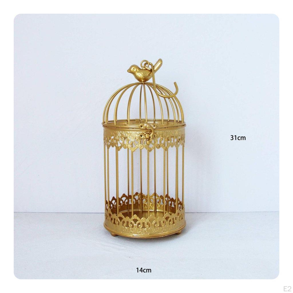 3 Pieces Wedding Birdcage Centerpiece Hollow Design Golden Ornament Vintage Greeting