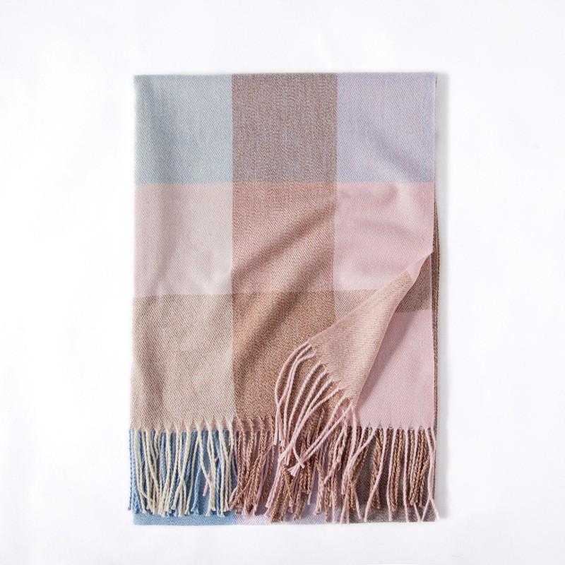 Soft Acrylic Plaid Scarf Women Winter Warm Shawl With Fringe Casual Chic Accessory