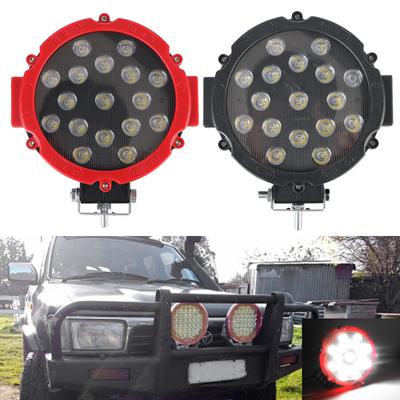 7-calowy okrągły pasek świetlny LED, światło drogowe, 51 W, światło robocze LED do ciągnika siodłowego 4x4, terenowego, punktowego