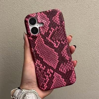 Modische Schicke Schlangenhaut-Textur Leder Handyhülle für iPhone16 15 14 13 Pro Max Weiche Silikon-Rückseite