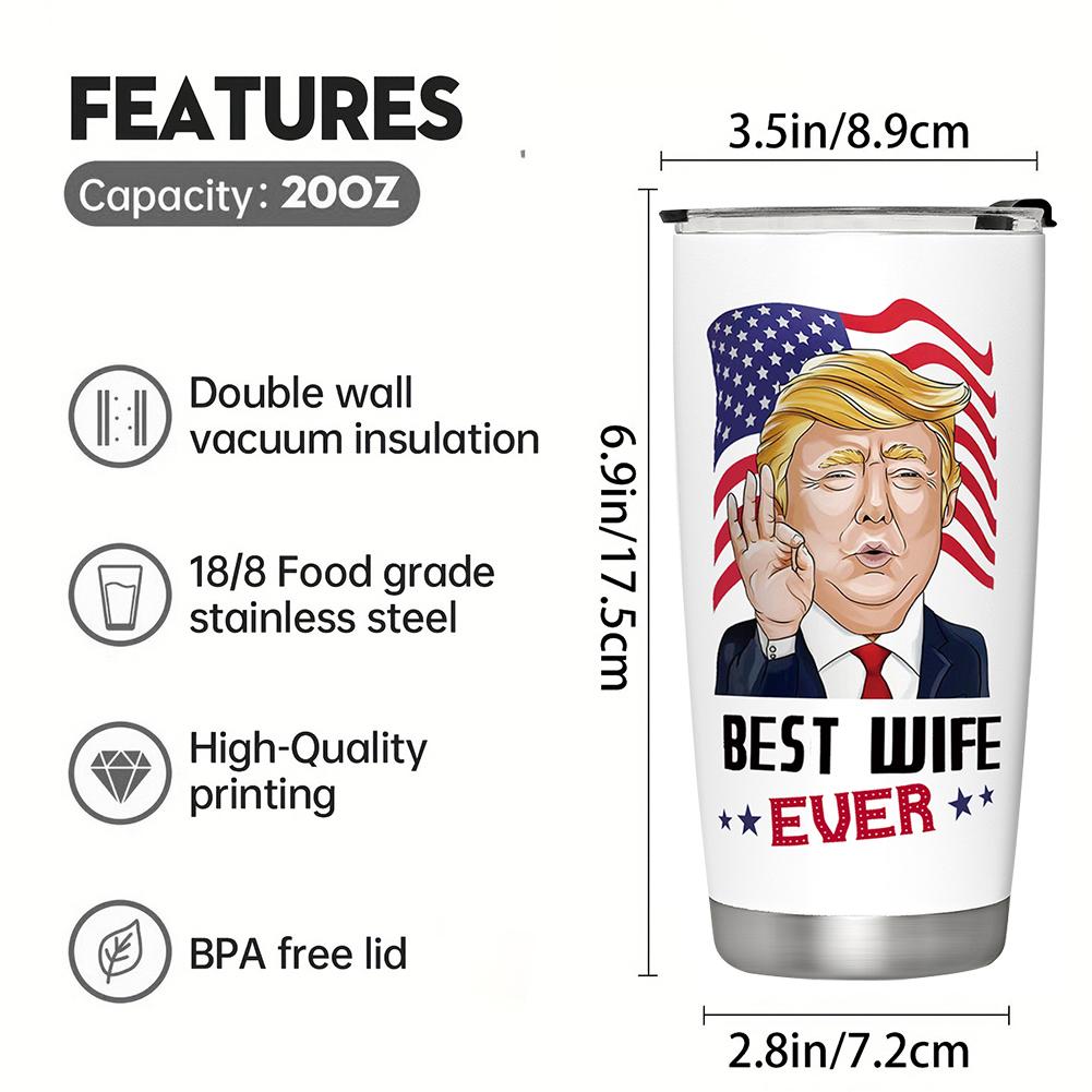 

Стакан Дональда Трампа объемом 20 унций из нержавеющей стали 304, бутылка для воды, дорожная, походная, вакуумная, кофейная, кружка, термос для холодных и горячих напитков 20oz белый