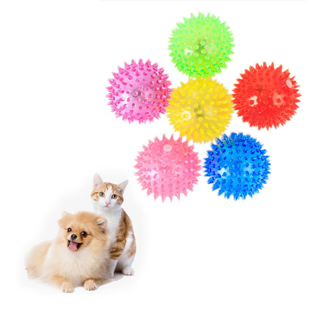 Hund Quietschende Spielzeug Bunte Weiche Gummi Leuchtende Haustier Hund Kauen Spielen Elastische Igel Ball Spielzeug Kleine Haustier Liefert