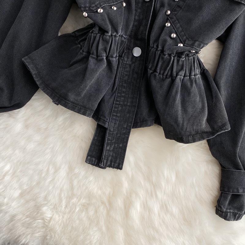 Podzimní dámská džínová bunda s výstřihem do V Krátké volné Bf ležérní topy