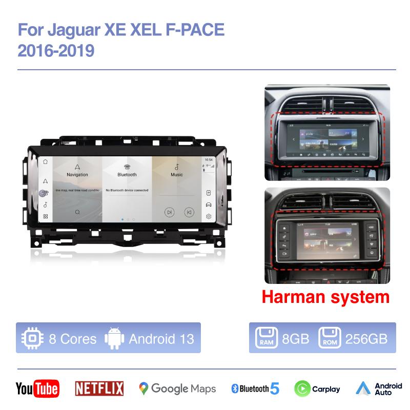 10.25inch Car Multimedia Video Player For Jaguar XE XEL F-PACE 2016-2019 GPS Navigation Android13 stereo Carplay 4G Wifi 360