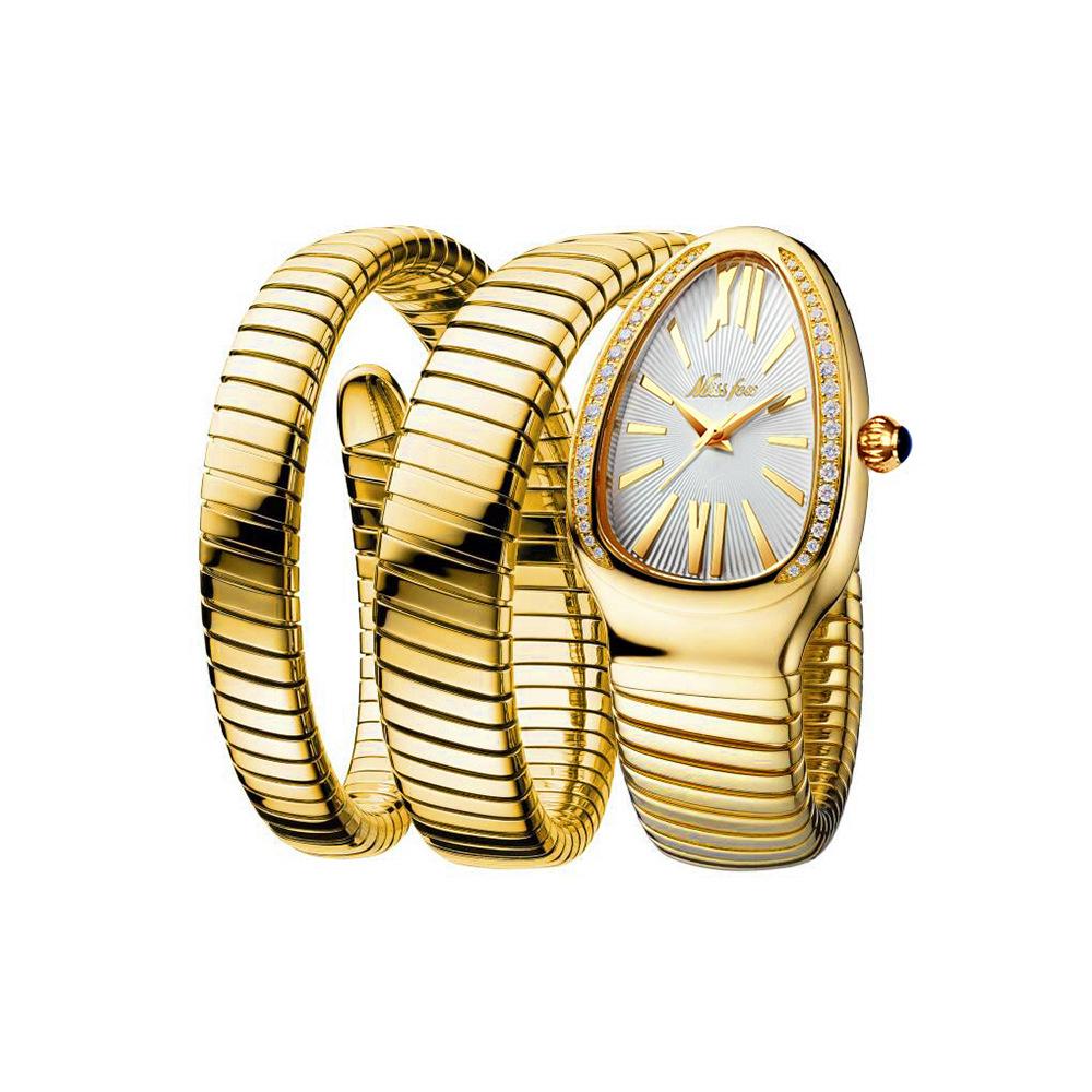 Missfox Watch, High Fashion Personalized Snake Snake Snake Winding Three-Circle Bracelet Watch