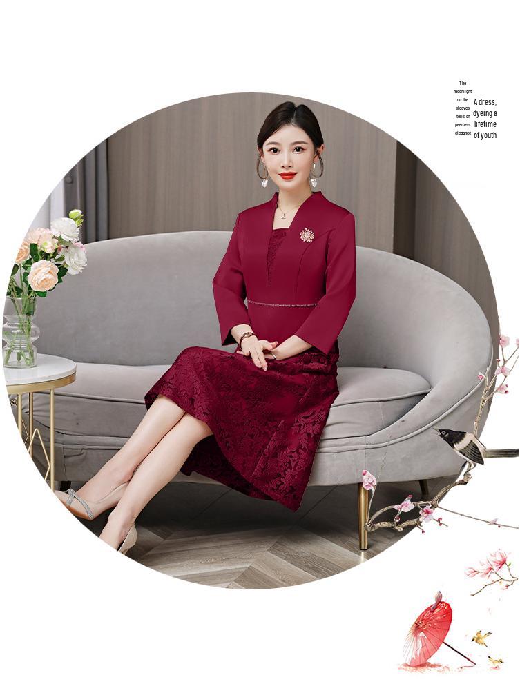 YQWL5656 Autumn/Winter 2025 Slimming Mother-in-Law Wedding Toast Dress - Elegant and Youthful Style