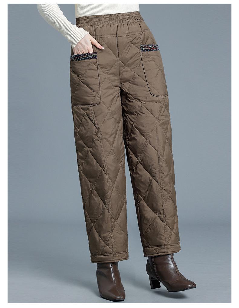 Chic High-Waisted Goose Down Winter Pants for Middle-Aged Women