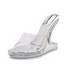 South East Asia Summer New High-heeled Sandals Versatile Transparent Banquet Crystal Shoes Open-toe Wear Fish Mouth Wedge