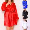 Peach Nude Sheer Silk Plus Size Bathrobe S-5XL - European & American Style