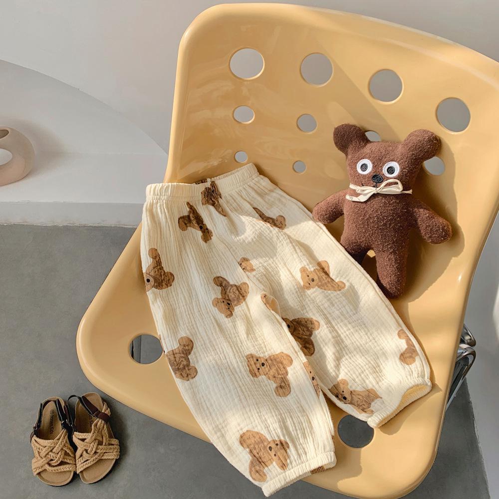 Korean-Style Baby Mosquito-Proof Cotton Gauze Lantern Pants for Spring/Summer 2025 - Unisex, Thin, Loose Harem Fit