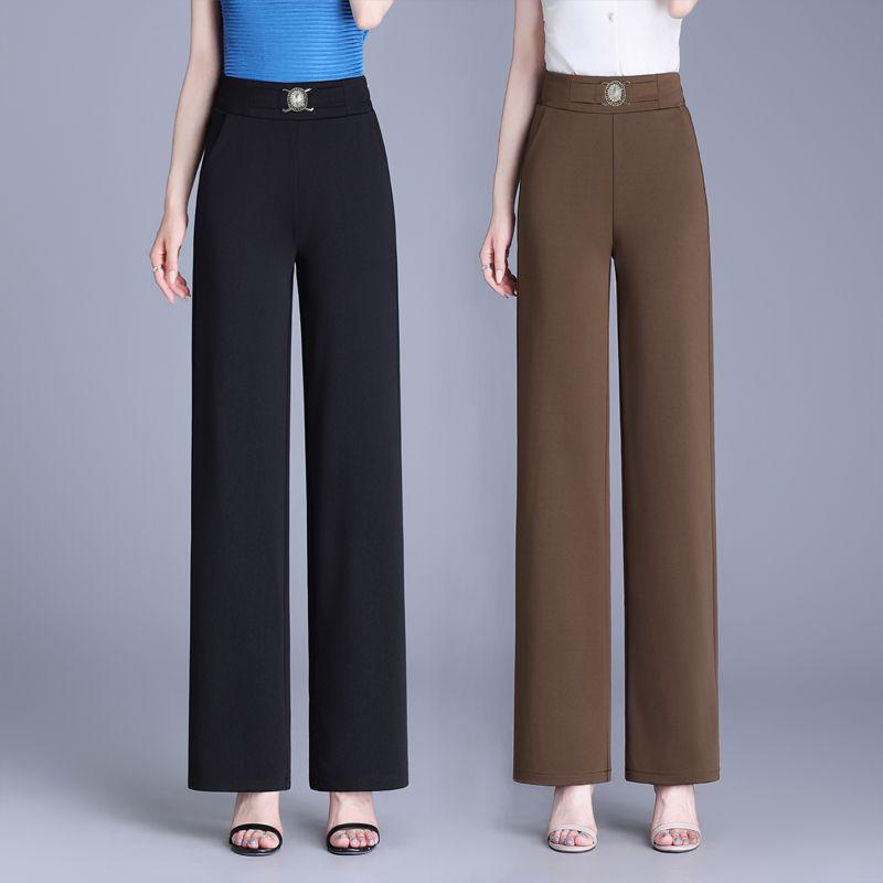 Women's Plus-Size High-Waisted Slim-Fit Pants: Flattering Straight-Leg Design for Spring & Autumn