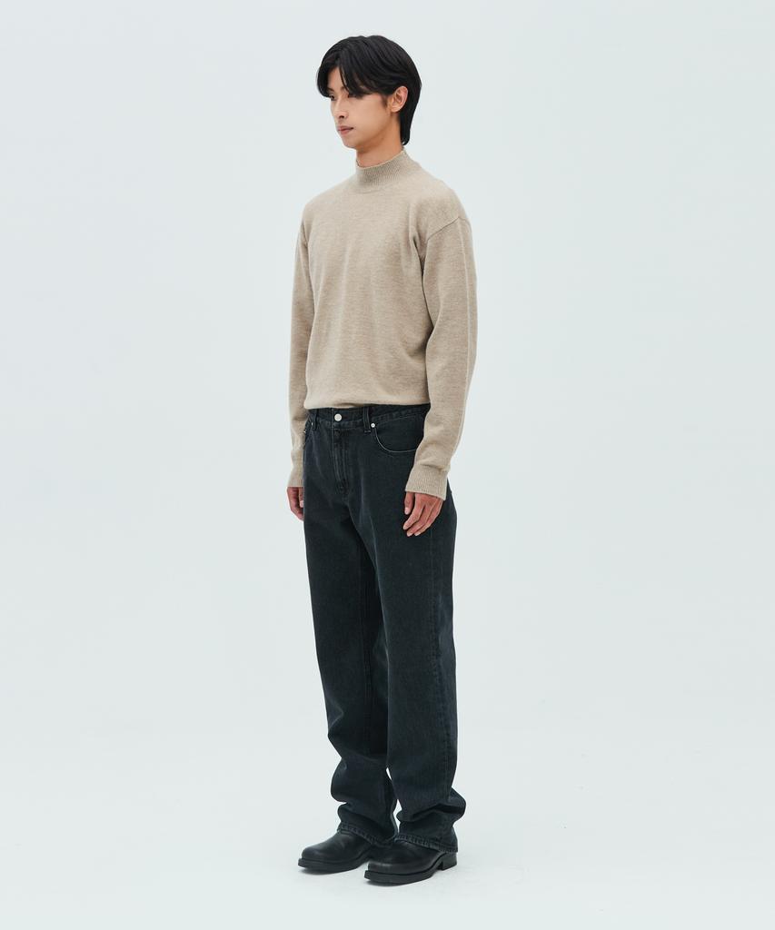 LEIRE Minimal Wool Mock Neck Knit [Beige]