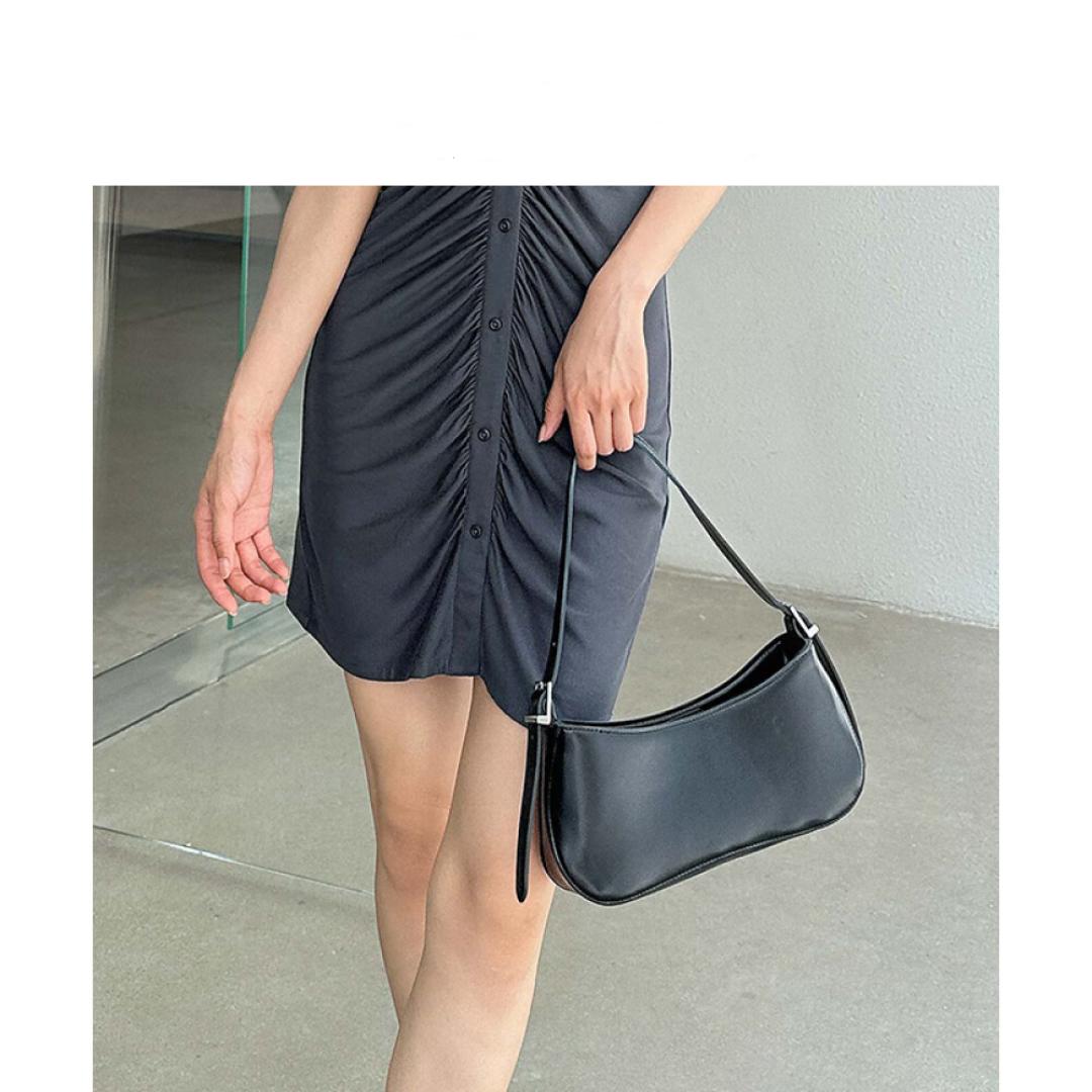 

Новая женская простая сумка через плечо Baguette подмышками, черная