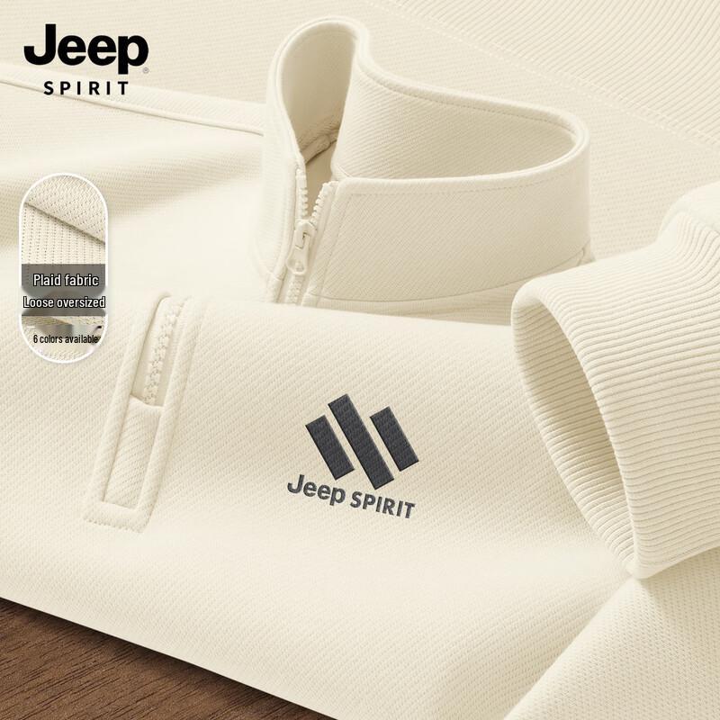 JEEP SPIRIT Men's Half-Zip Stand Collar Sweatshirt