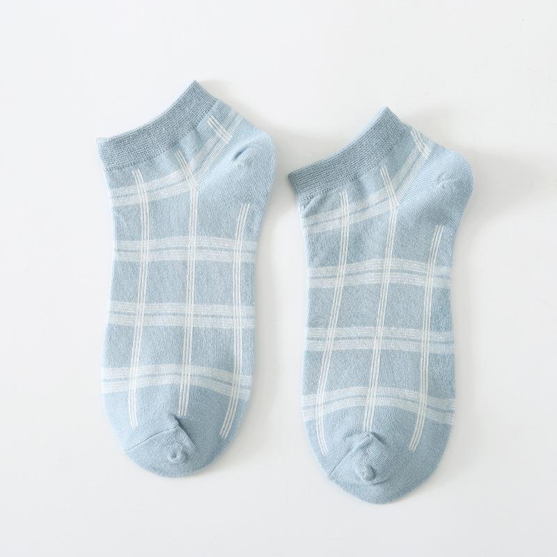 5/10 Pairs Comfortable Casual and Versatile Spring Summer Blue Socks Women's Cute Low Top Open Toe Boat Socks Women's College Style Socks