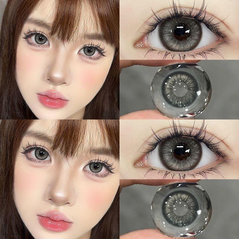 Mill Creek Grey Contact Lens Belt Grade 14.5MM Big Eye Thai Milk Tea Series Grey GDIA: 14.2MM 1 Year Use Soft Hydrogel WT: 40%