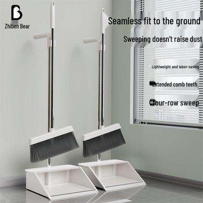 Verbessertes Verdicktes Besen- und Kehrschaufel-Set: Antihaft-Kehrwerkzeug mit Abzieher, haarabweisend
