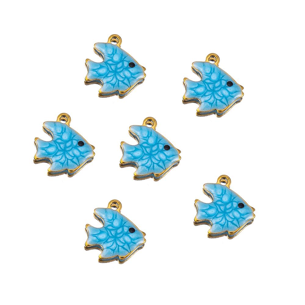 10pcs Stainless Steel Enamel Octopus Seahorse Dolphin Crab Clown fish Charm Bracelet Earring Pendant Base for DIY Jewelry Making