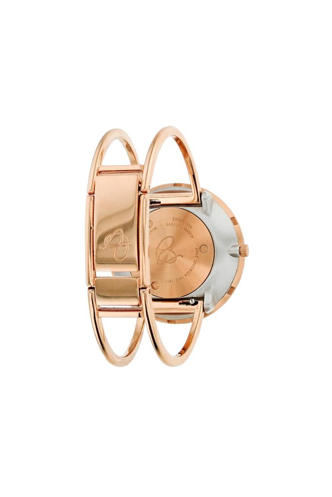 ARNE JACOBSEN ROMAN 53311-1621 34mm Watch, Nordic Design, Water Resistant (Quiet Design with No Second Hand), White Rose Gold with Bangle Strap