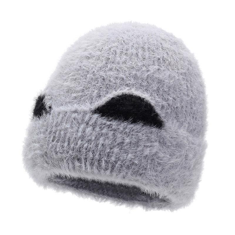 

Thickened Knitted Hat In Autumn and Winter Warm Wool Hat Fleece Thickened Kitten Ear Pullover Ear Protection Face Protecting Little Girl Hat one size