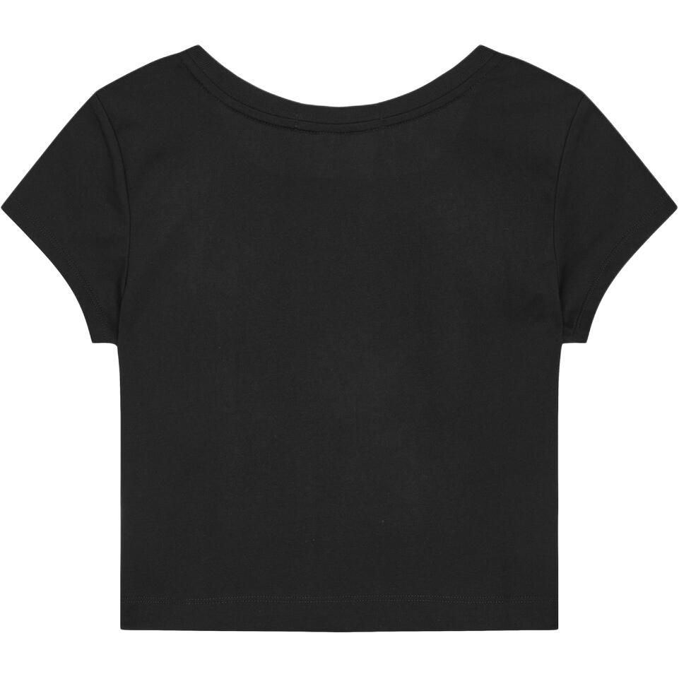 Calvin Klein Solid Color Square Neck Short Sleeve T-Shirt Women Tops Black J223905-BEH