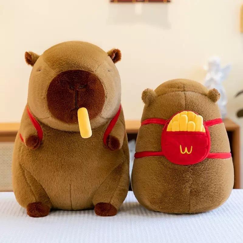 Net Sweet Potato Strips Backpack Capybara Plush Toy Cute Throw Pillow Stretchable Kapibara Doll Machine Doll