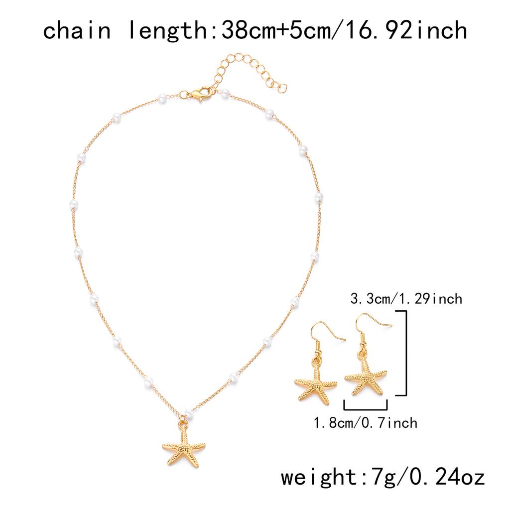 2Pcs Bohemian Shell Starfish Pendant Necklace For Women Conch Seashell Gold Color Metal Chain Choker Summer Beach Party Jewelry