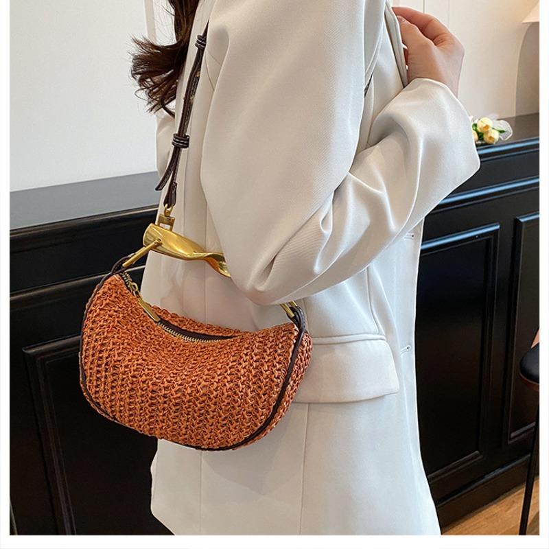 Nisch handvävd stråväska dam sommar ny axelväska strandsemester strand dumplingväska