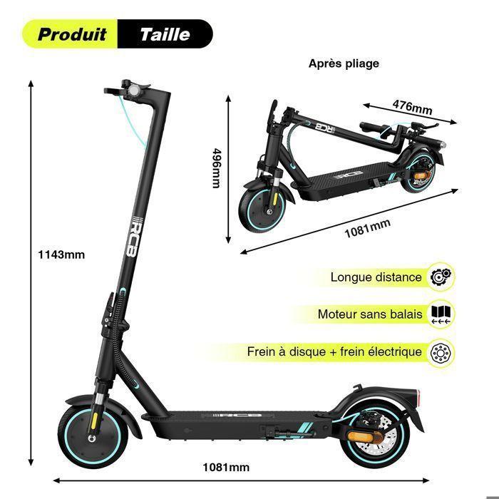 RCB R17 Electric Scooter for Adults 500W, Foldable 8.5", LCD Screen, APP, Dual Brake and Shock Absorber