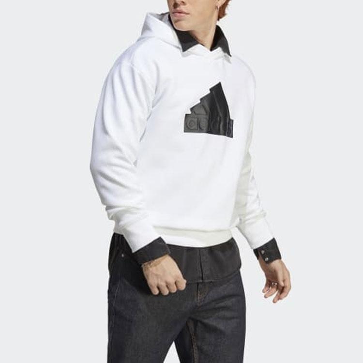 Adidas Letter Logo Printed Hooded Pullover Long Sleeve Sweatshirt Men sweatshirt White IC3746