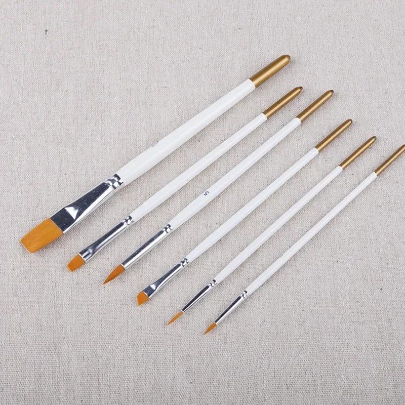 6pcs/set Painting Brush Oil Paint Nylon Hair Water Color Acrylics Art Set Supplies Oil Painting Brushes School Stationery